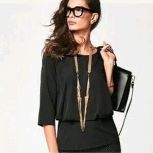 CAbi 5205 black Indulgence split back black blouson top